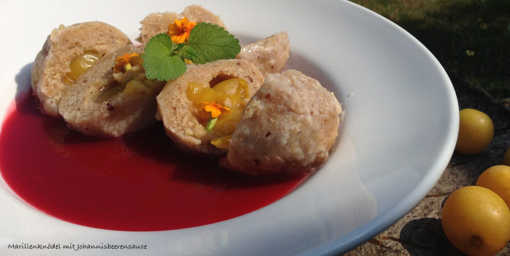 Go-Healthy - Vegane Aprikosenknödel mit Holundersoße